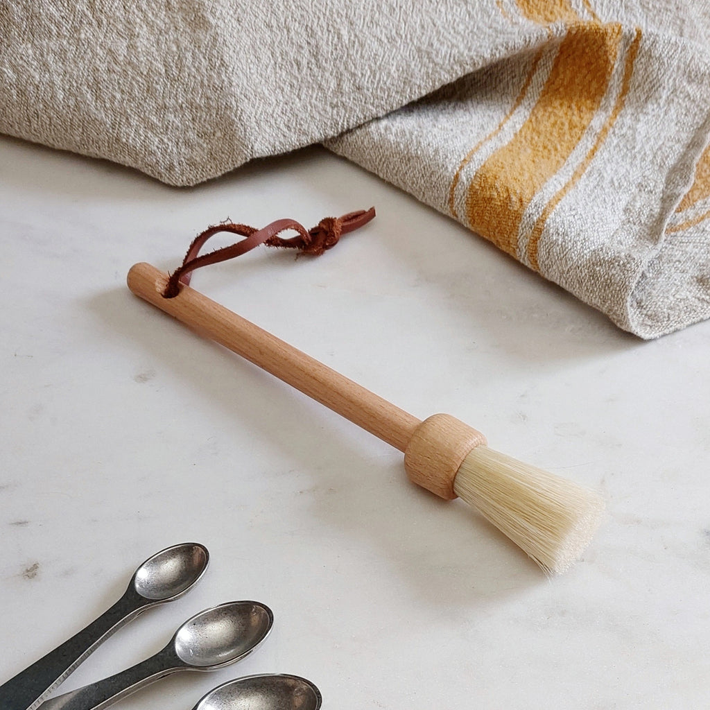 Mustard Vintage Stripe Linen Dishtowel